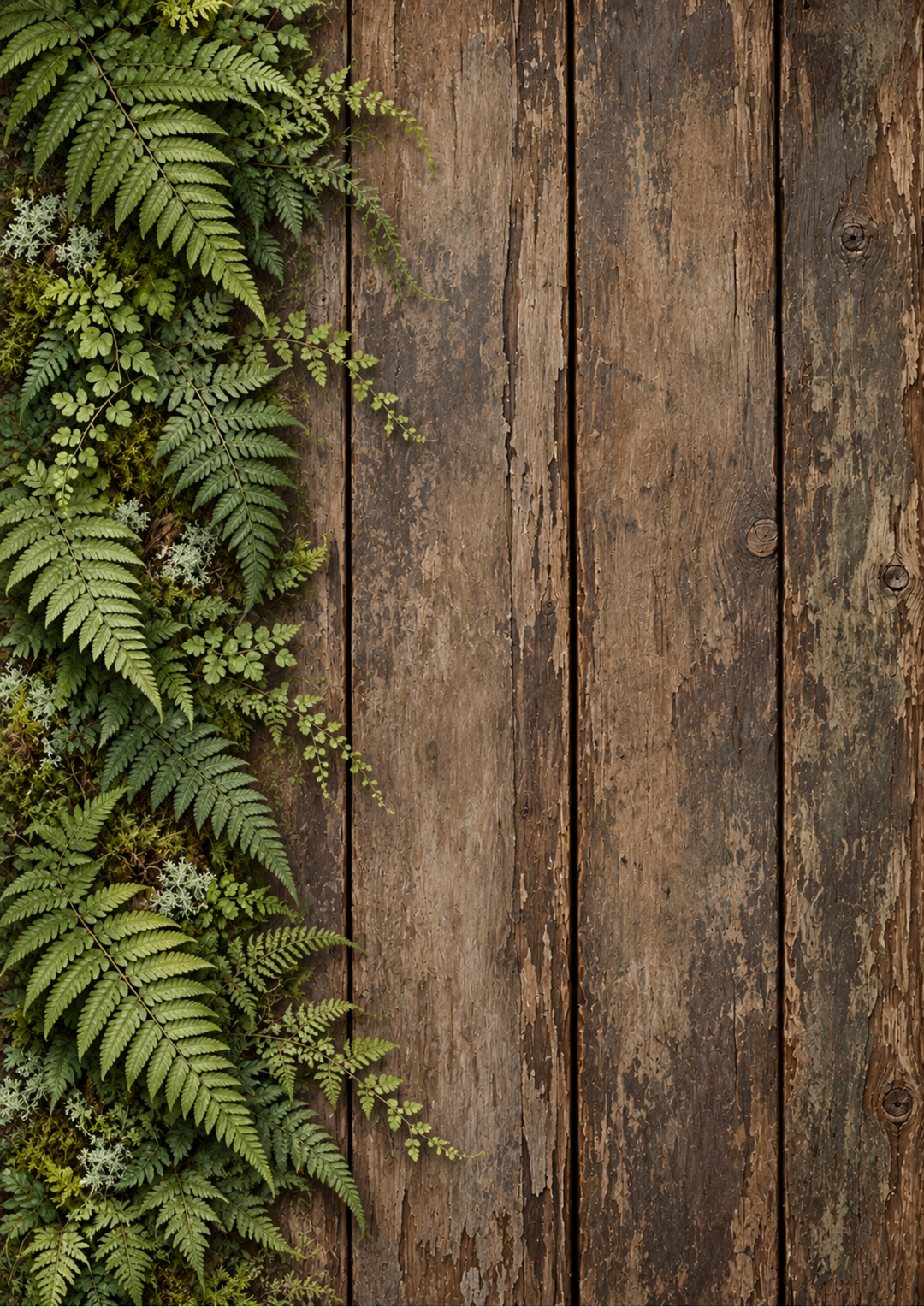 Rice Paper For Decoupage Rustic Ferns on Weathered Wood Full  Cat. No 10681