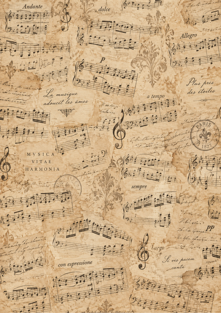 Rice Paper For Decoupage Antique Sheet Music Background Full Cat. No 10720