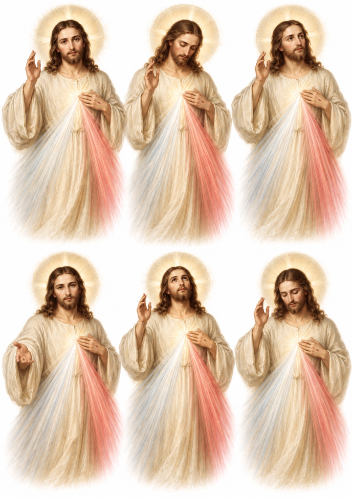 Rice Paper For Decoupage Divine Mercy Jesus Portraits Collage  Cat. No 10761