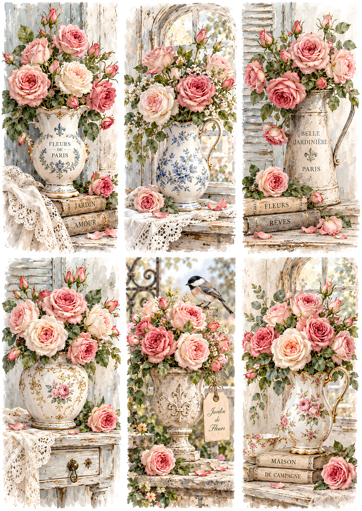 Reispapier für Decoupage, Blumenhintergrund, vollständig, Kat. Nr. 4809