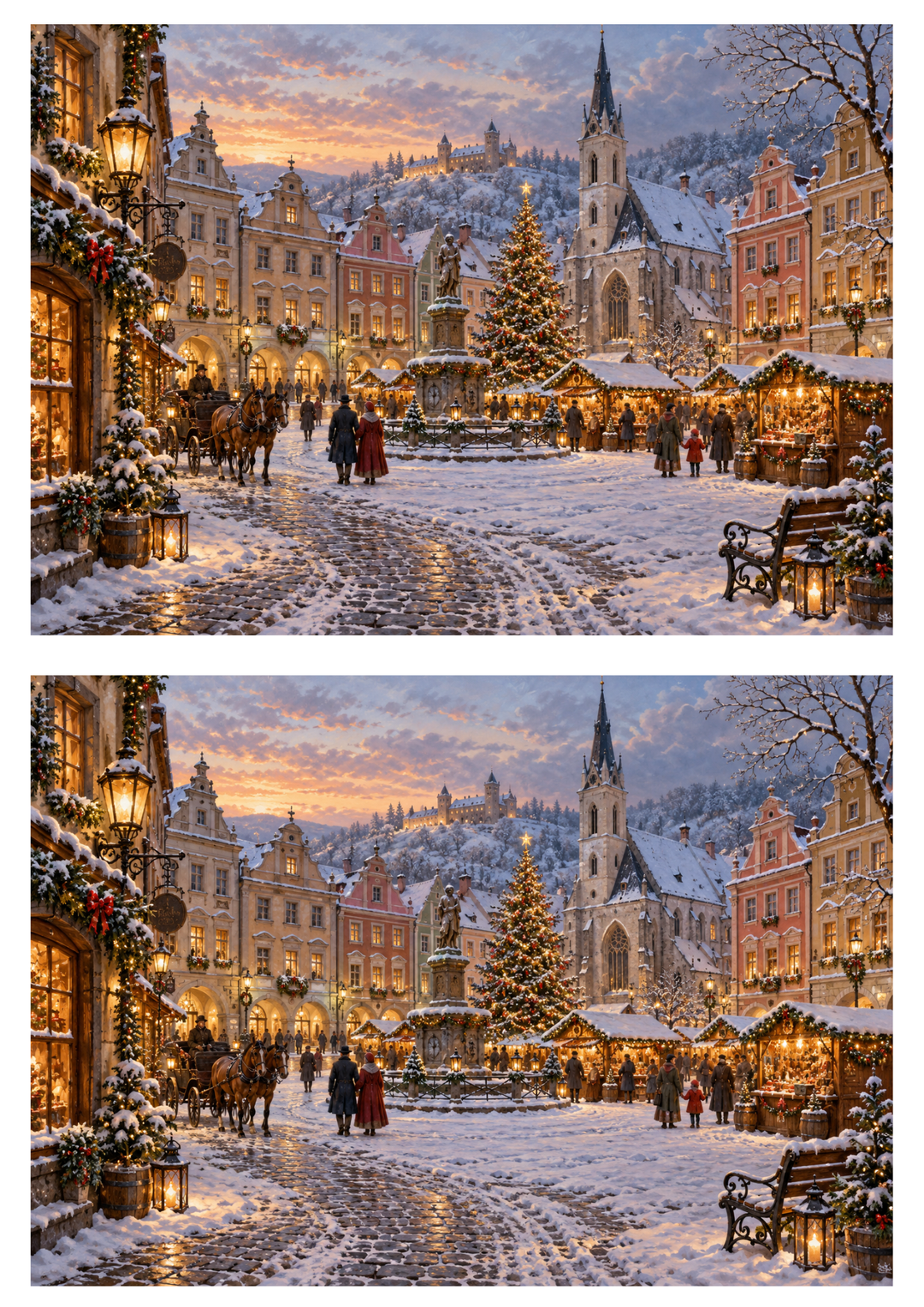 Rice Paper for Decoupage Winter Village Collage Cat 10799