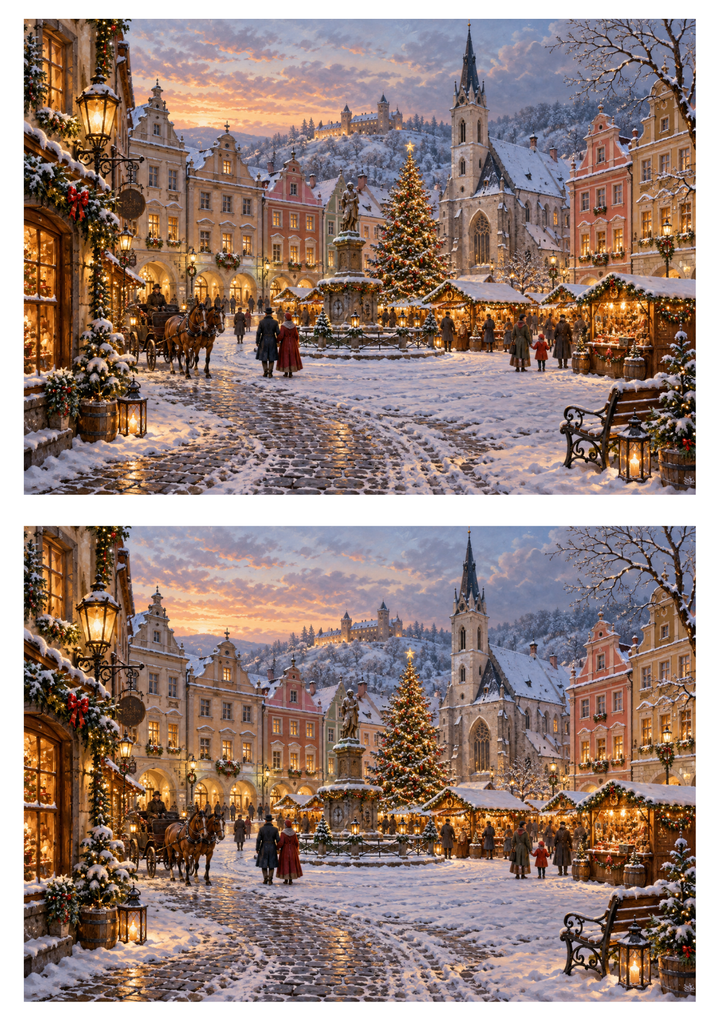 Rice Paper for Decoupage Winter Village Collage Cat 10799