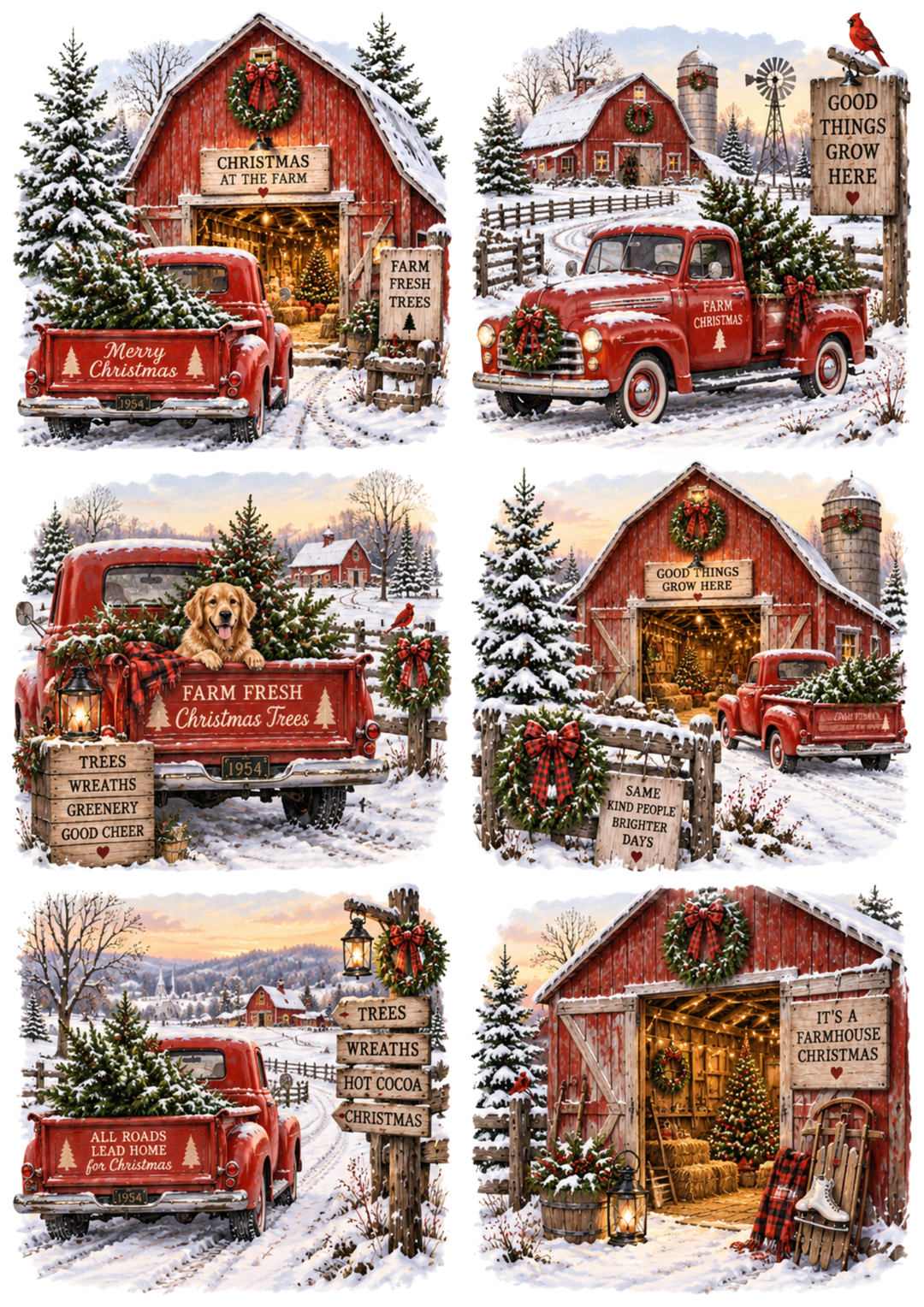 Rice Paper for Decoupage Christmas Red Bran &amp; Red Pick Up Collage Cat 10864