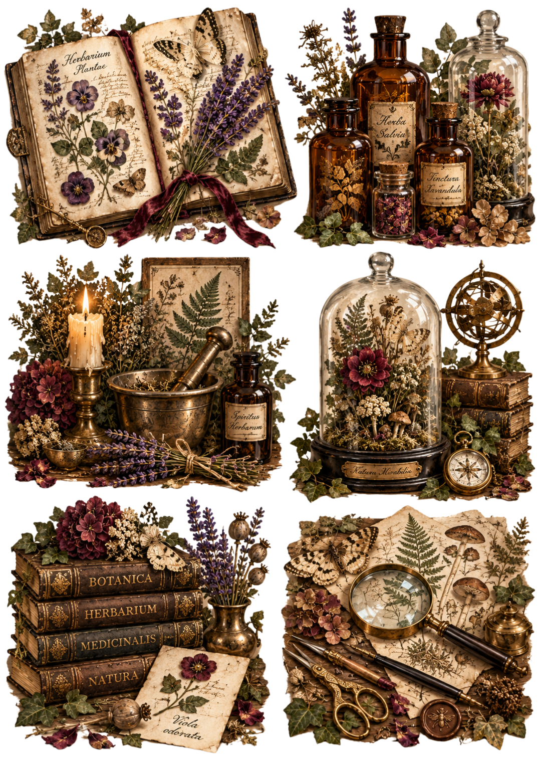 Rice Paper for Decoupage Vintage Victorian Botanical Apothecary Collage Cat 10874