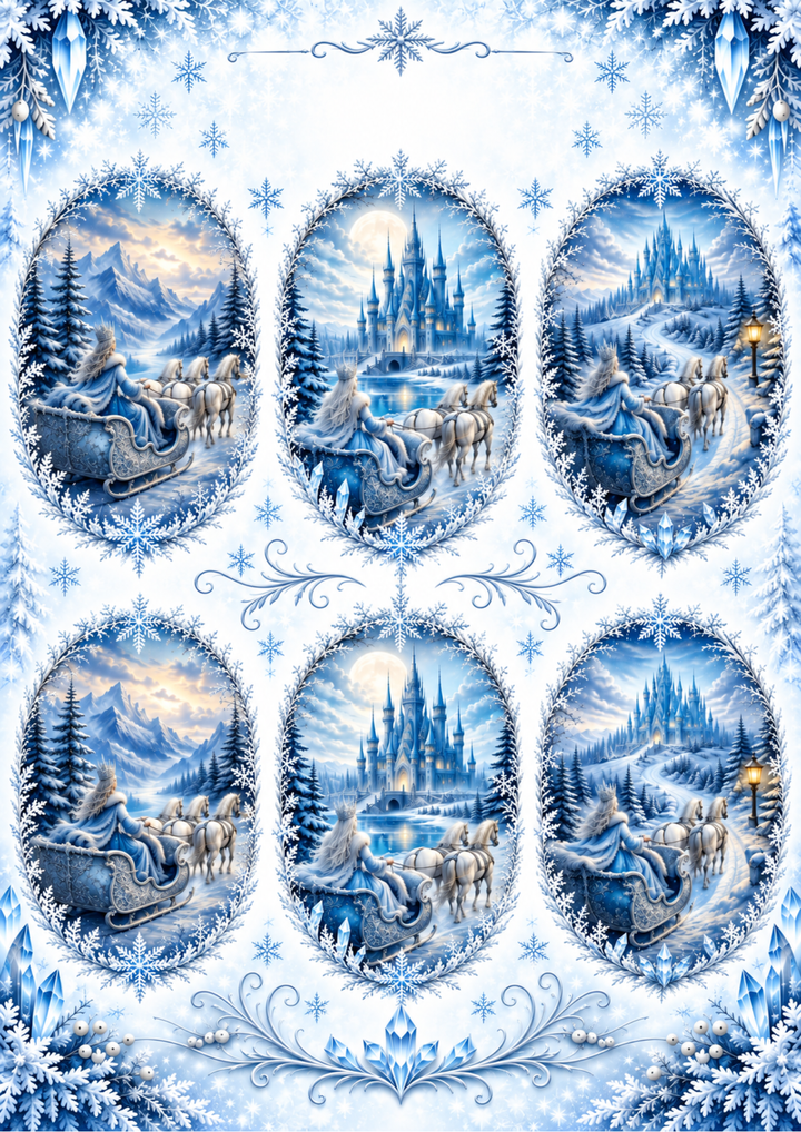 Rice Paper For Decoupage The Snow Queen Journey Collage Cat. No 10877