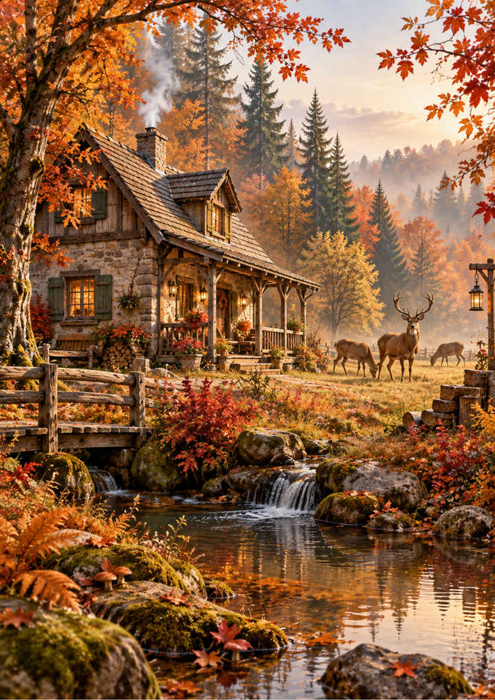 Rice Paper for Decoupage Majestic Deer by the Stream Full Cat 10886