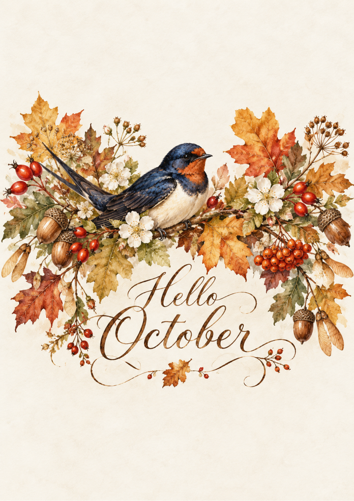 Rice Paper for Decoupage Hello October Full Cat 10900