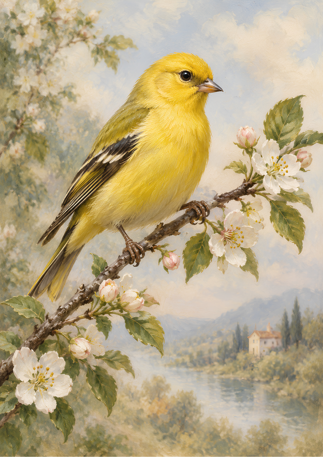 Rice Paper for Decoupage Golden Spring Songbird Full Cat 10907