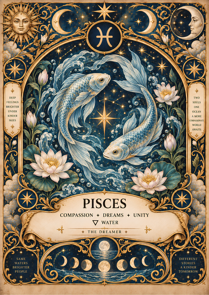 Rice Paper for Decoupage Mystical Pisces Zodiac  Full Cat 10908