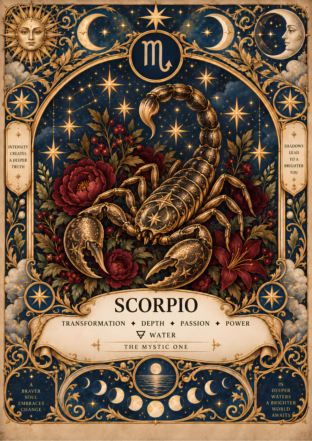 Rice Paper for Decoupage Mystical Scorpio Zodiac  Full Cat 10911