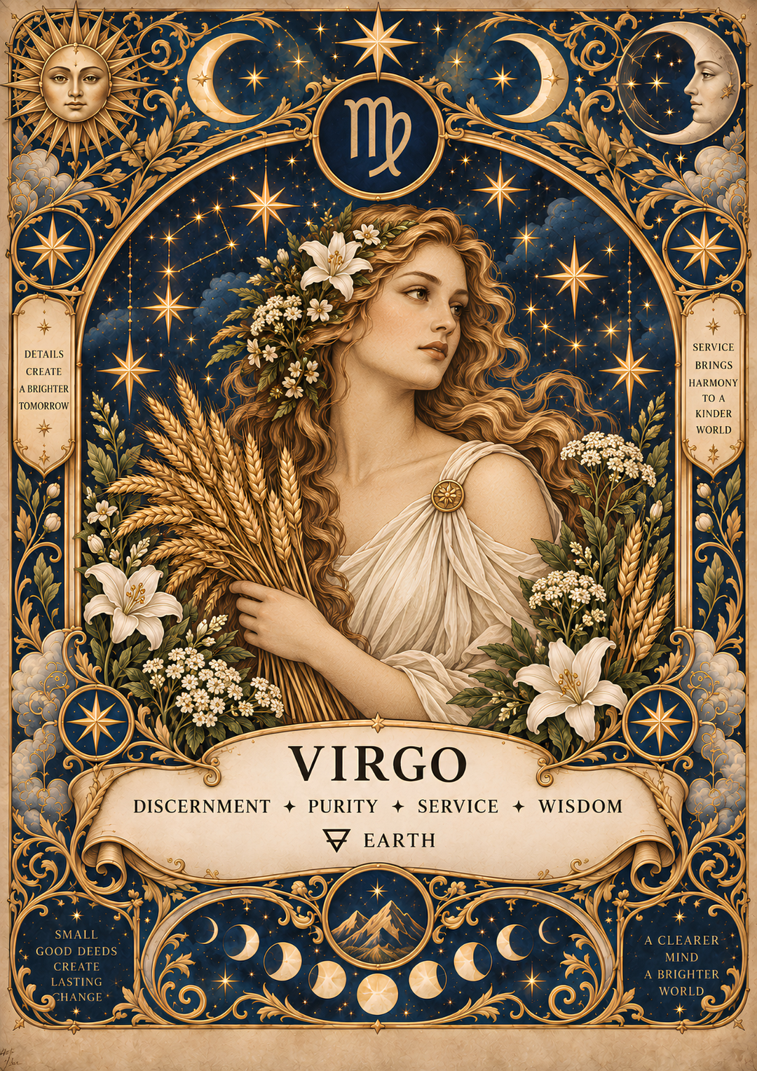 Rice Paper for Decoupage Mystical Virgo Zodiac  Full Cat 10913