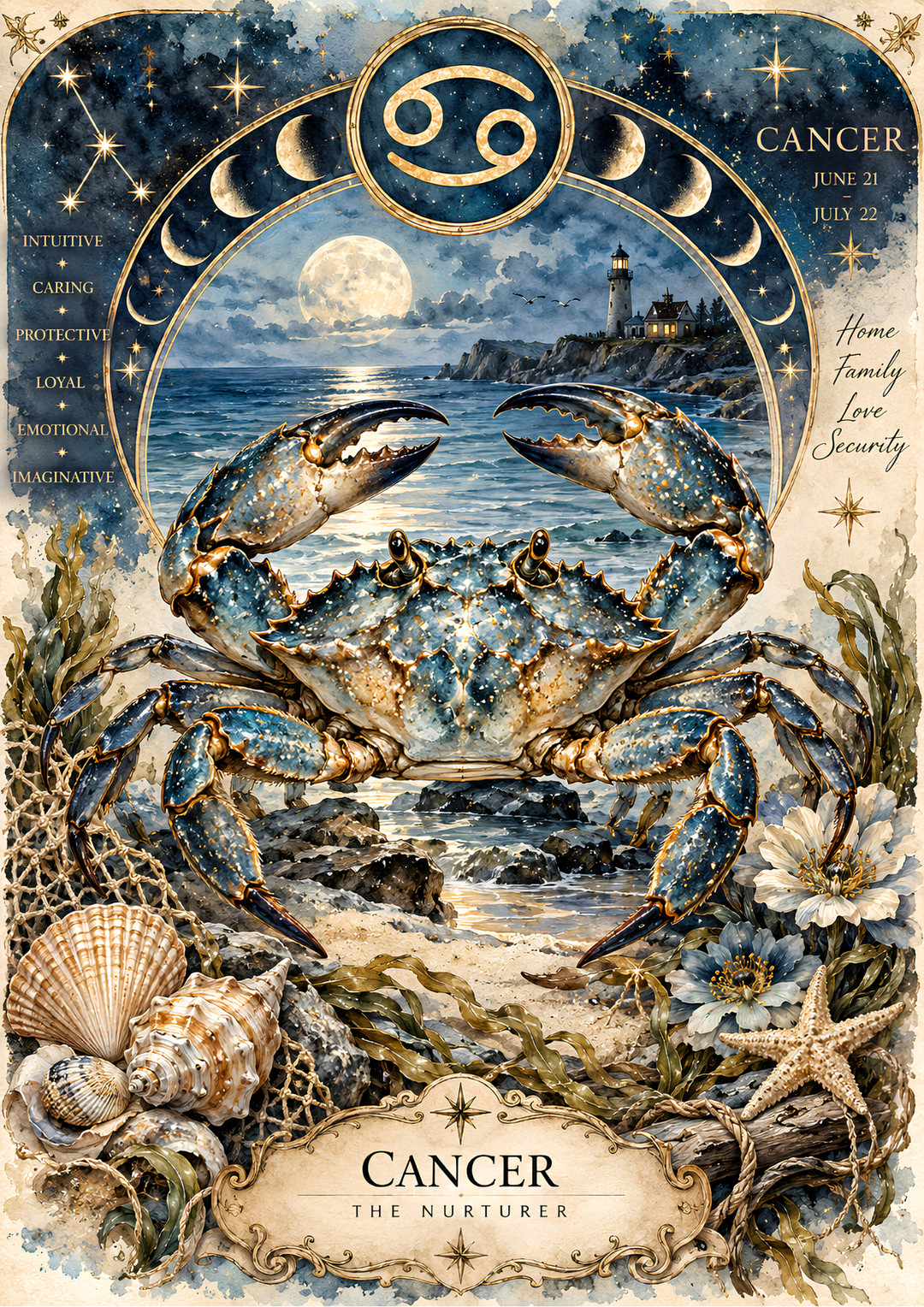 Rice Paper for Decoupage Mystical Cancer Zodiac  Full Cat 10915