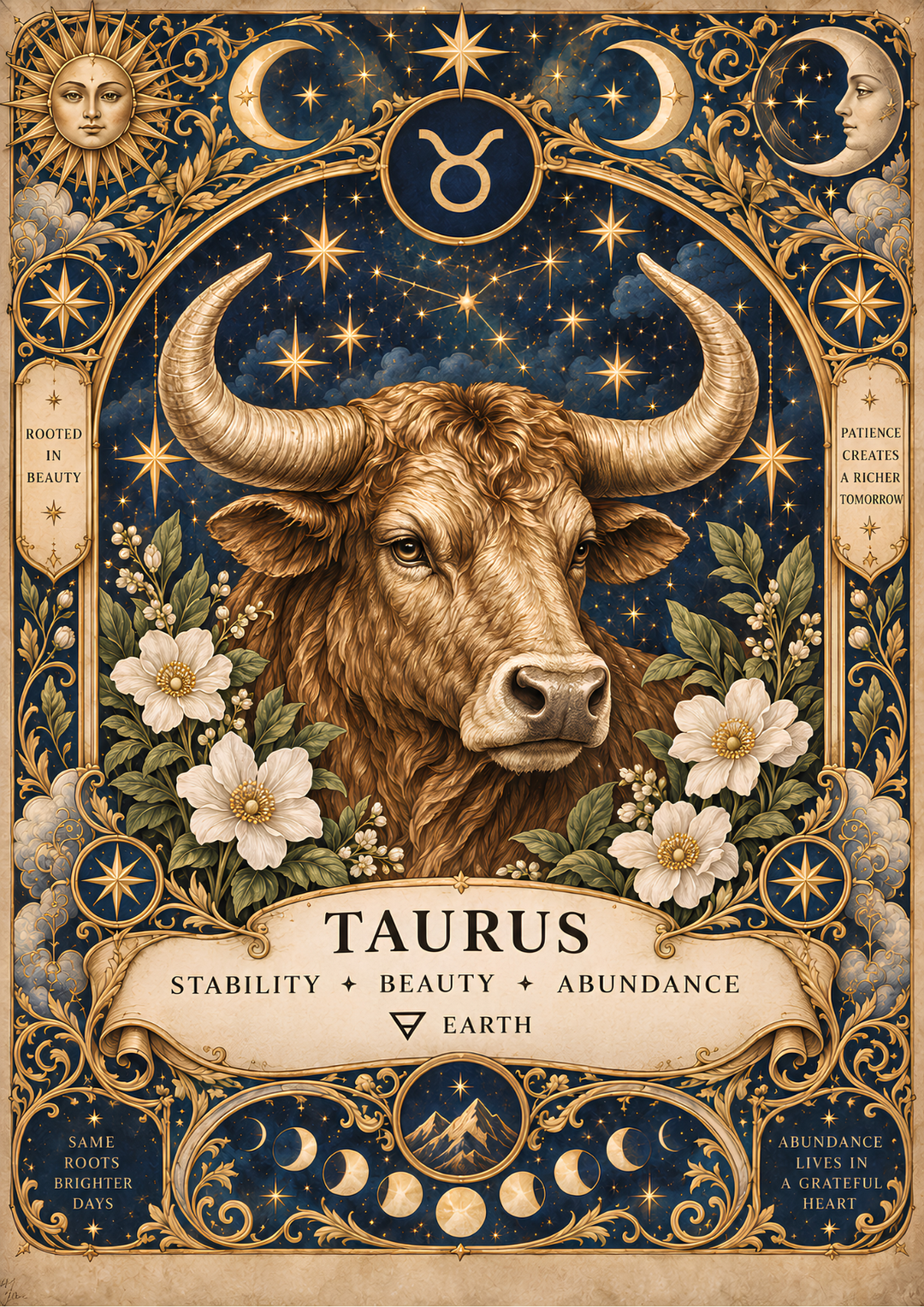 Rice Paper for Decoupage Mystical  Taurus Zodiac  Full Cat 10917