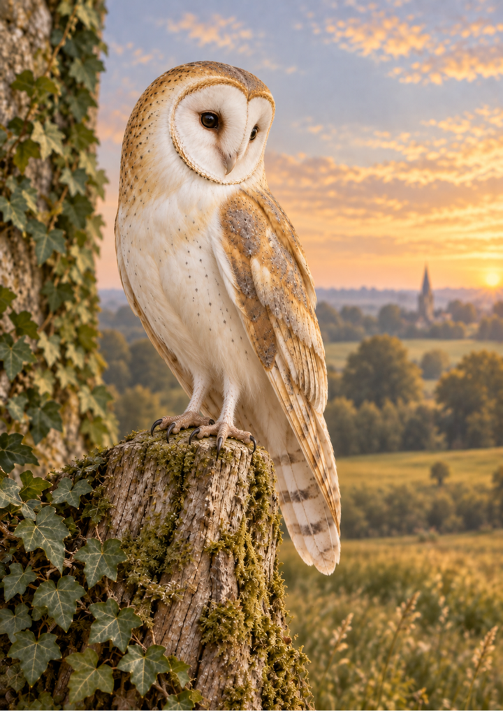 Rice Paper for Decoupage Golden Barn Owl Full Cat 10923