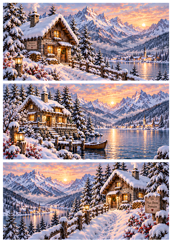 Rice Paper for Decoupage Winter Wonderland in the French Alps Collage  Cat 10931