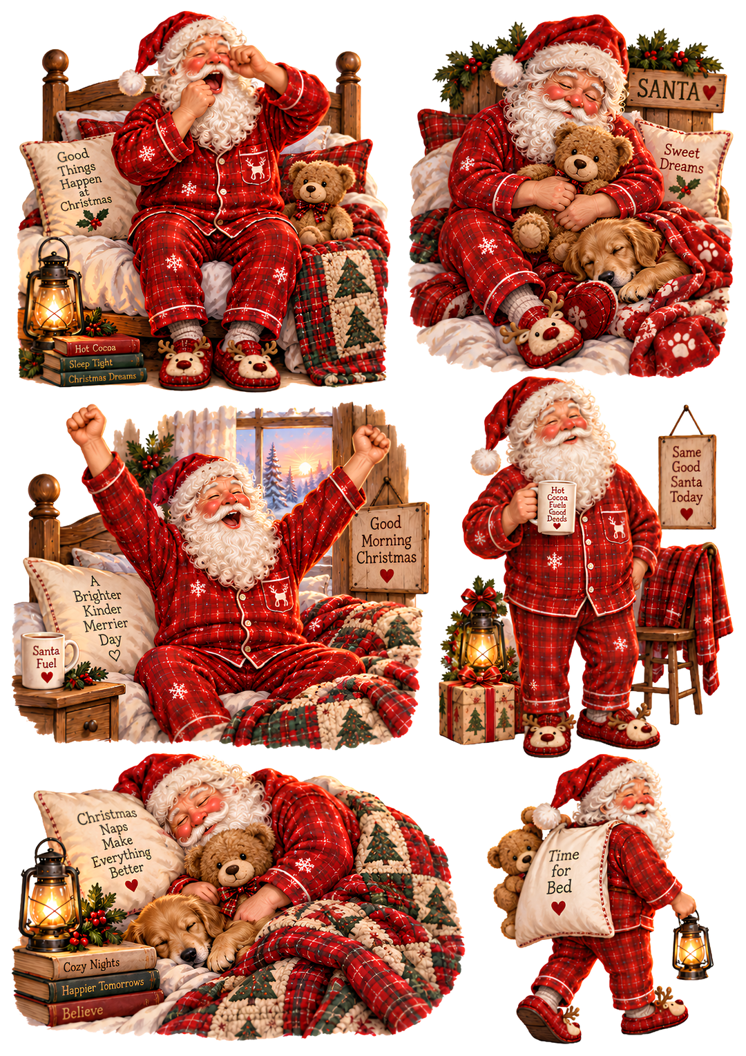Rice Paper for Decoupage Good Night Mr Santa Collage Cat 10944