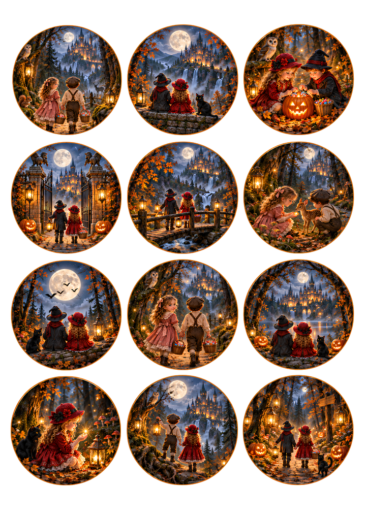 Rice Paper for Decoupage Magical Trick-or-Treat Adventure Collage Cat 10961