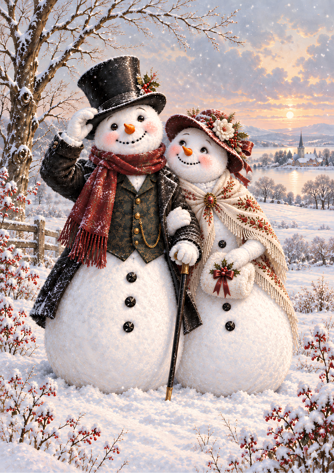 Rice Paper for Decoupage Mr &amp; Mrs Snowman Full Cat 10967