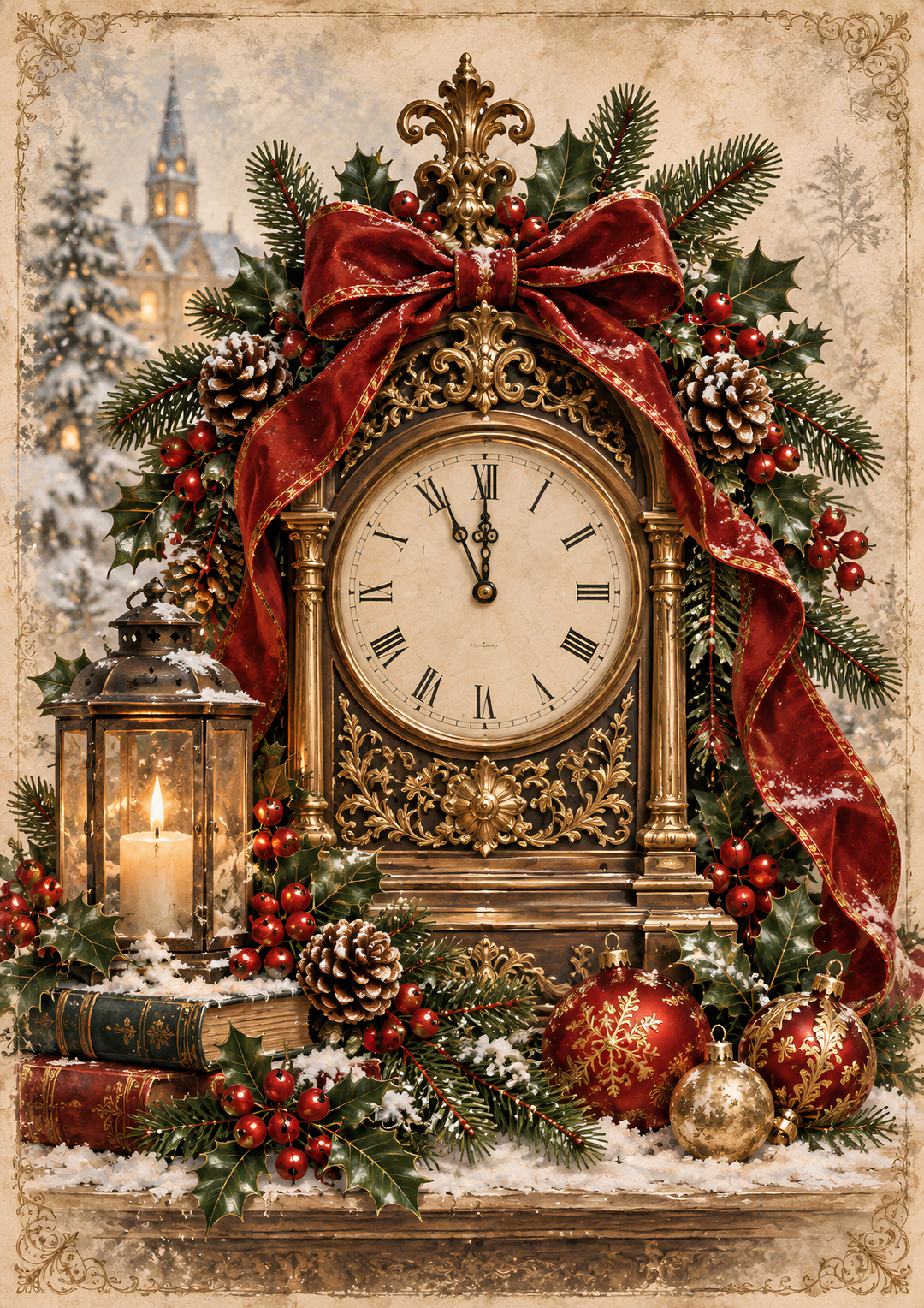 Rice Paper for Decoupage Christmas Clock Full Cat 10970