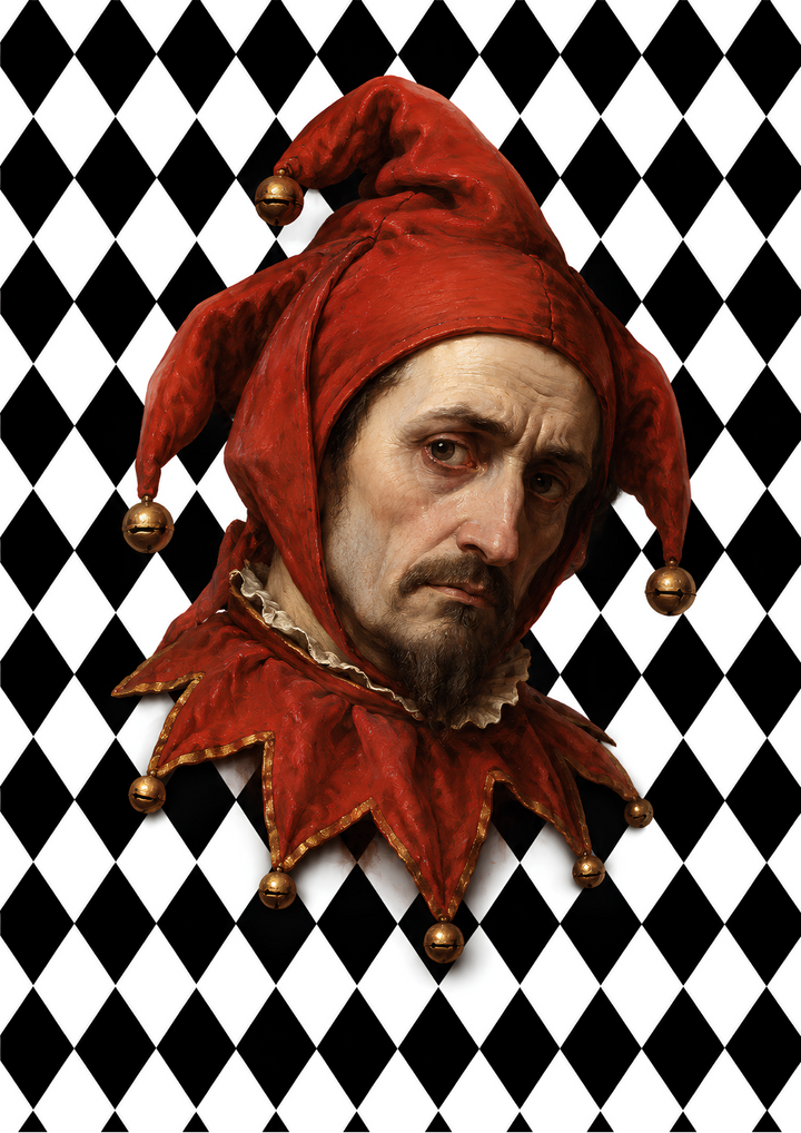 Rice Paper for Decoupage The Melancholy Jester - Harlequin in Red Full Cat 10984