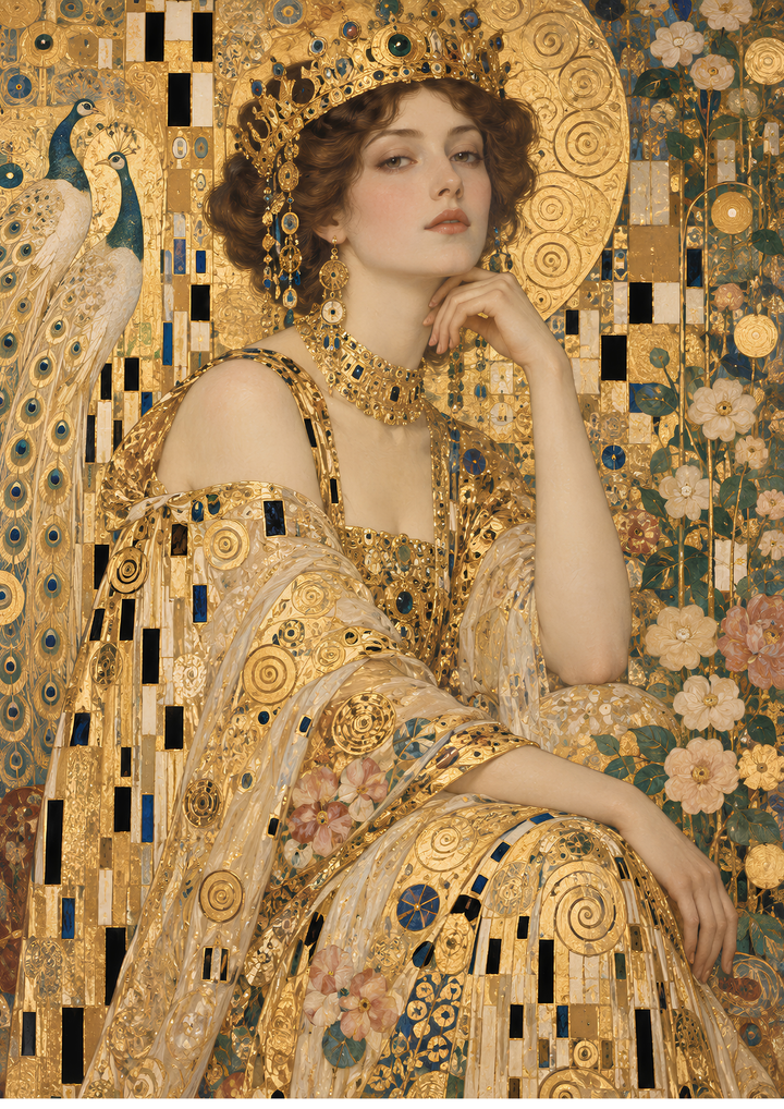 Rice Paper for Decoupage The Gold Empress - Royal Elegance  in Gustav Klimt Style  Full Cat 11006