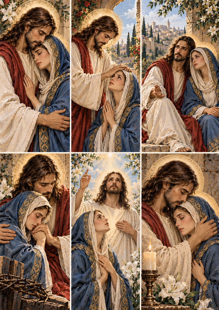 Rice Paper for Decoupage Jesus and Mary Collage Cat 11013