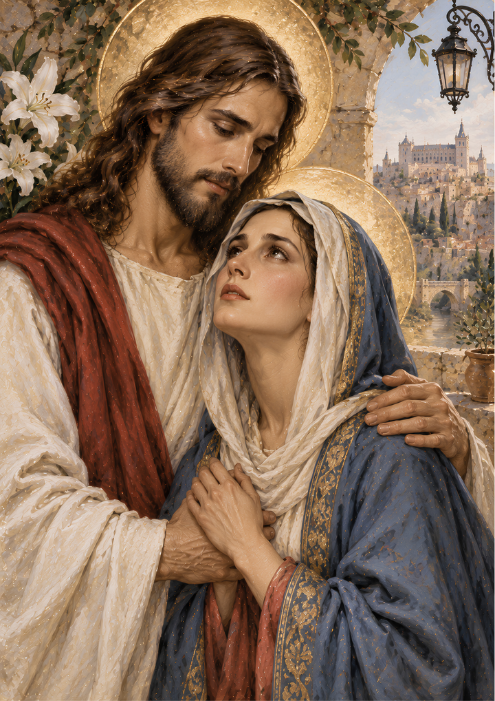 Rice Paper for Decoupage Jesus and Mary - Divine Love Full Cat 11014