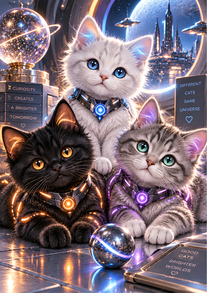 Rice Paper for Decoupage Cosmic Space Kittens - Cute Galaxy Cats with Glowing Planets Full  Cat 11084