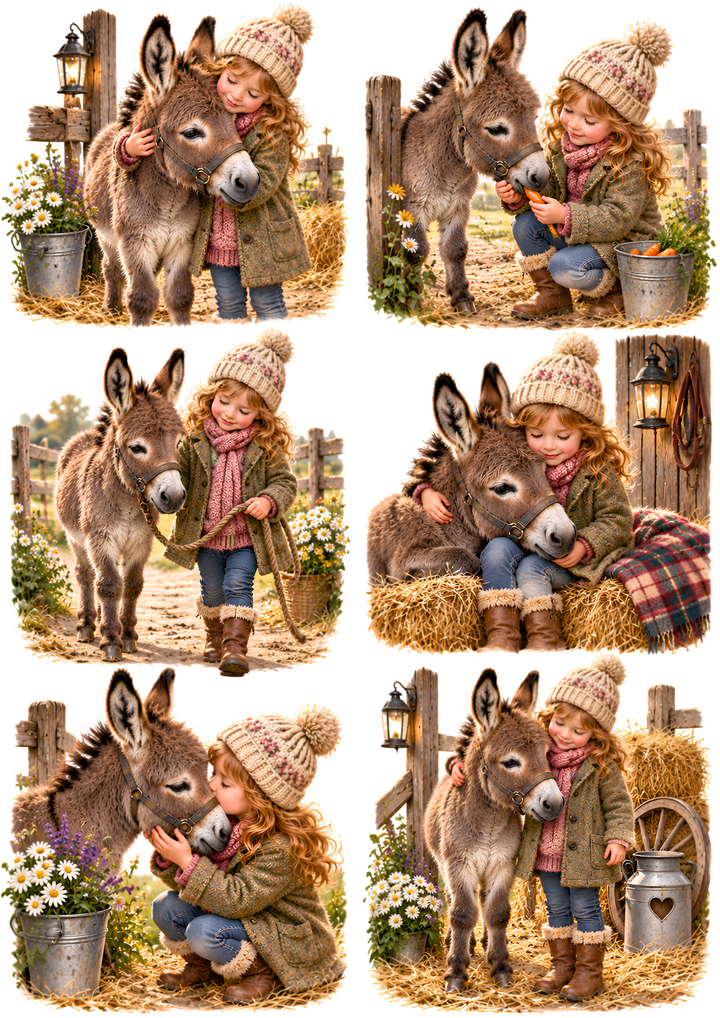 Rice Paper for Decoupage Come for a Walk My Donkey Friend Collage Cat 11133