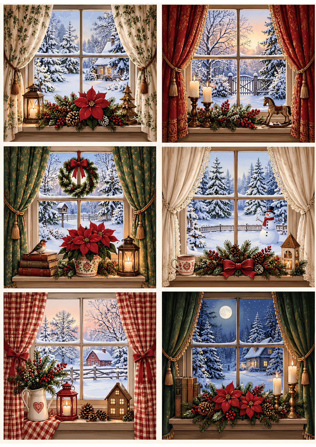 Rice Paper for Decoupage Christmas Window Collage Cat 11163