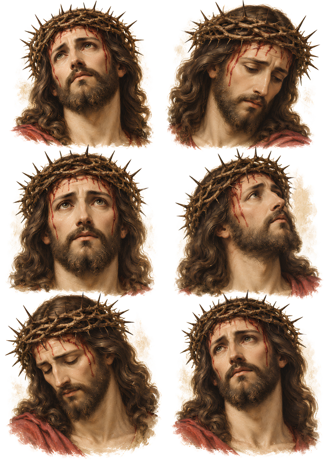 Rice Paper for Decoupage Jesus Christ with Crown of Thorns - The Passion of Christ  Collage Cat 11242