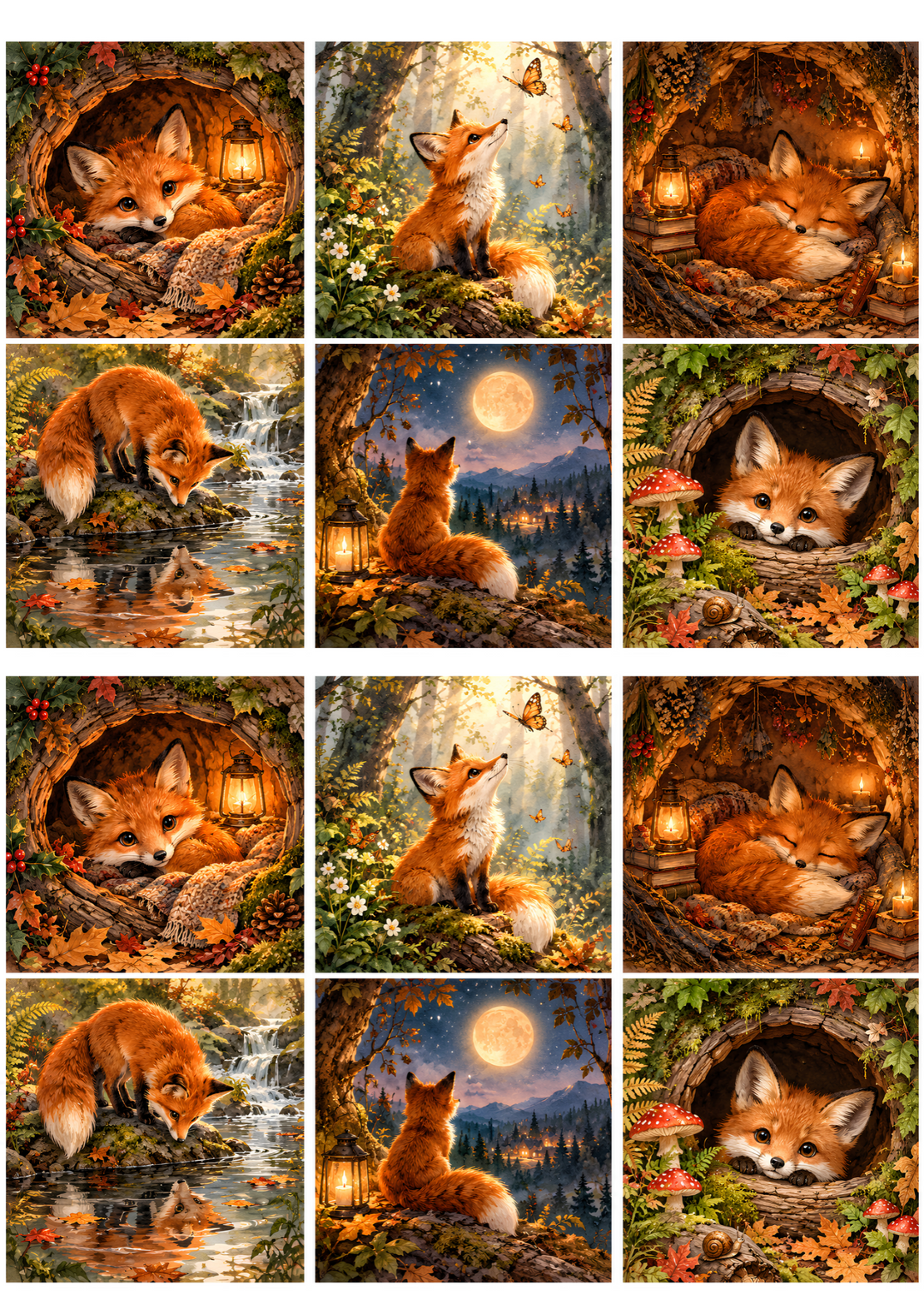 Rice Paper for Decoupage Enchanted Fox Woodland Adventures Collage Cat 11255
