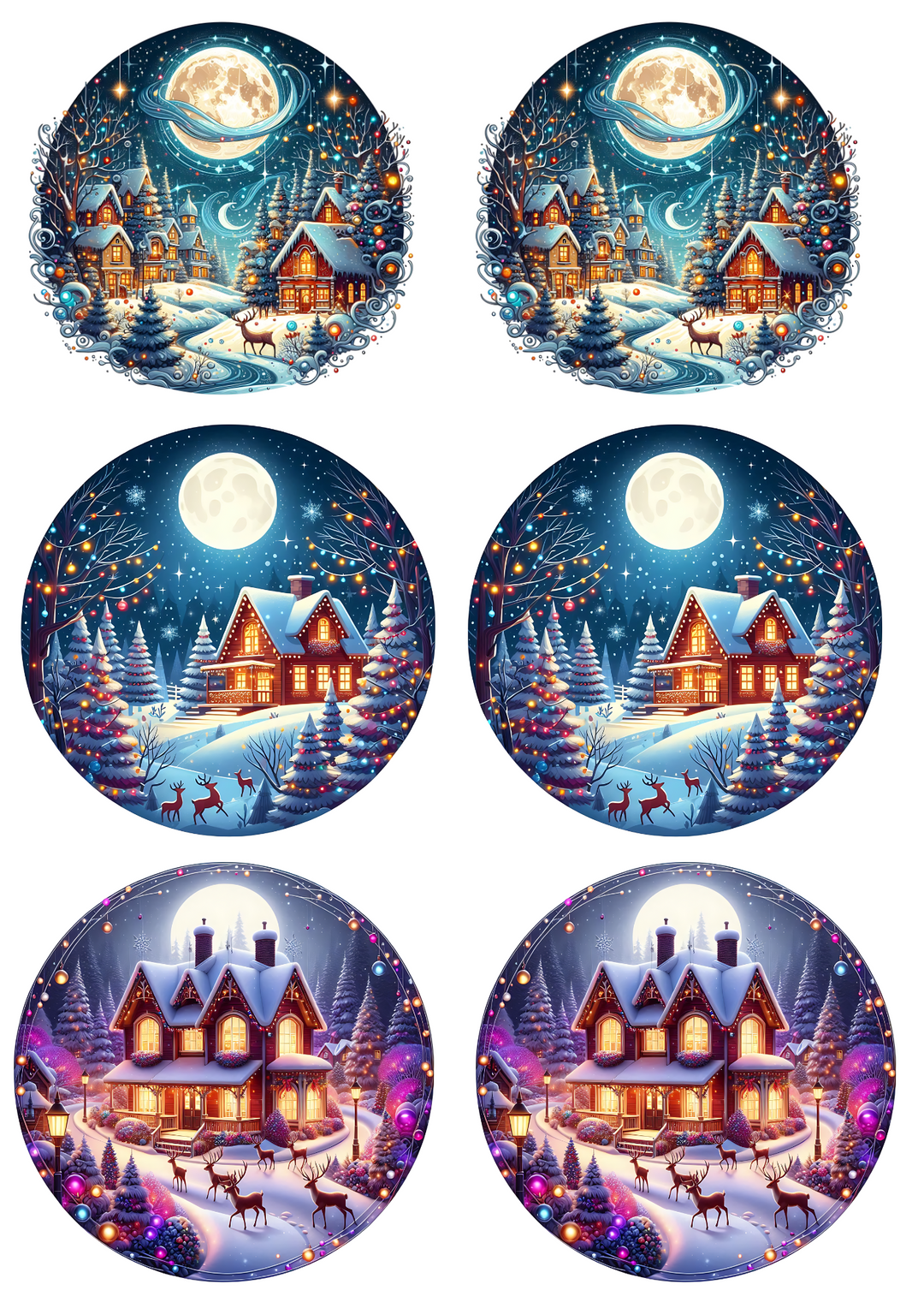 Reispapier für Decoupage Weihnachtsdorf in Kreisen Collage Kat. Nr. 4031