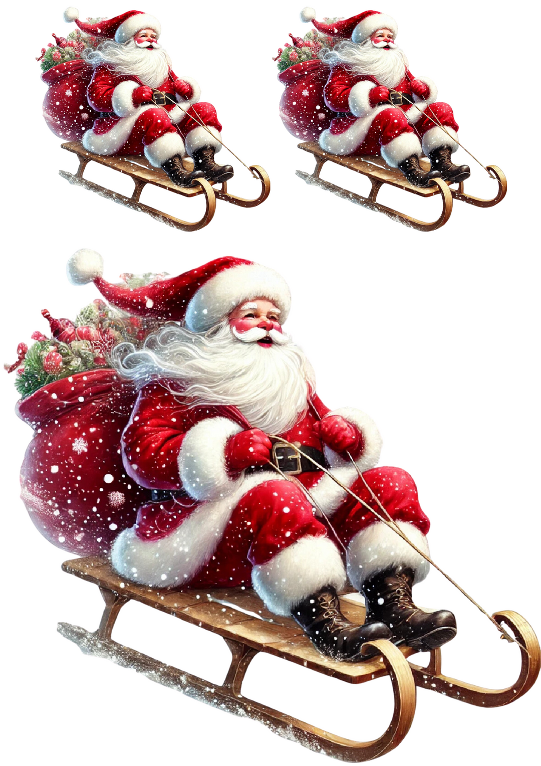 Reispapier für Decoupage Weihnachtsmann auf dem Schlitten Collage Kat. Nr. 4046