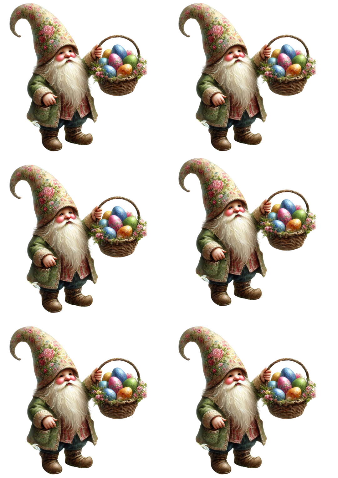 Reispapier für Decoupage, Kobold mit Osterkorb, 4 Collagen, Kat. Nr. 4062