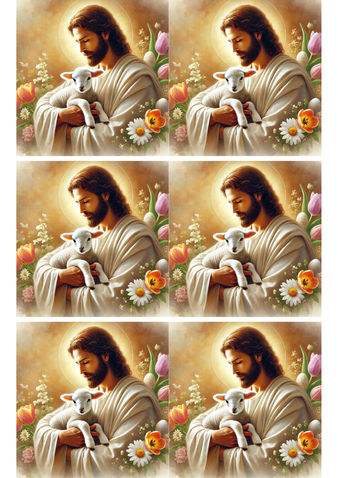 Rice Paper For Decoupage Jesus Holding the Lamb Collage Cat No. 4064