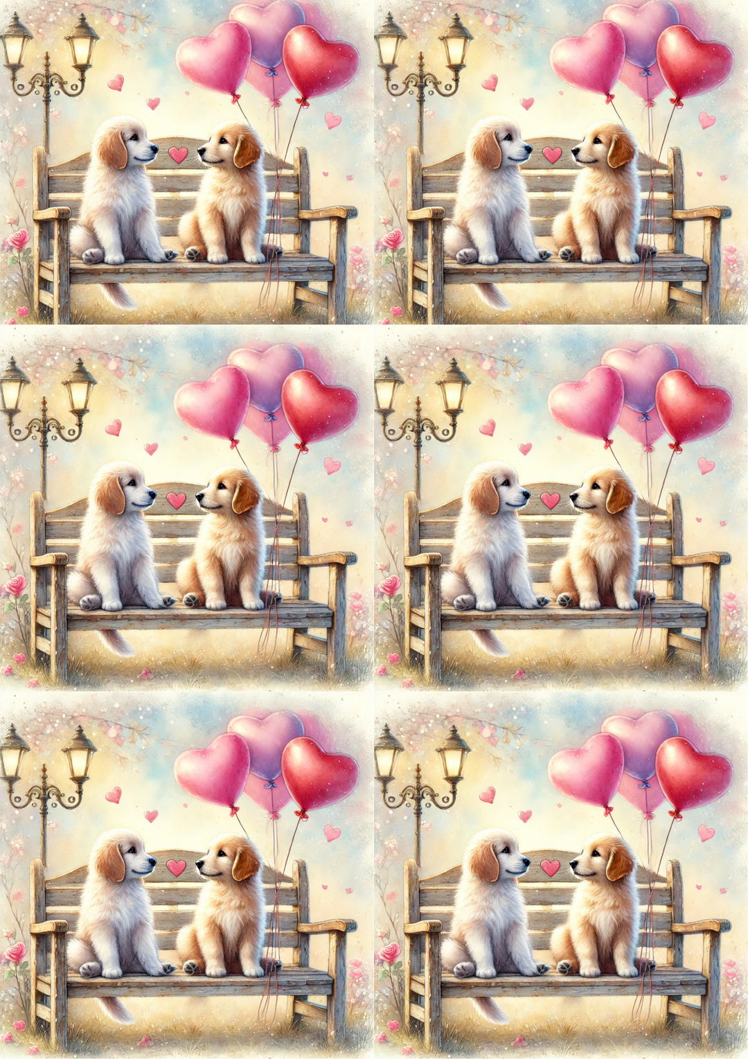 Rice Paper For Decoupage Dogs in Love 3 Collage Cat No. 4081