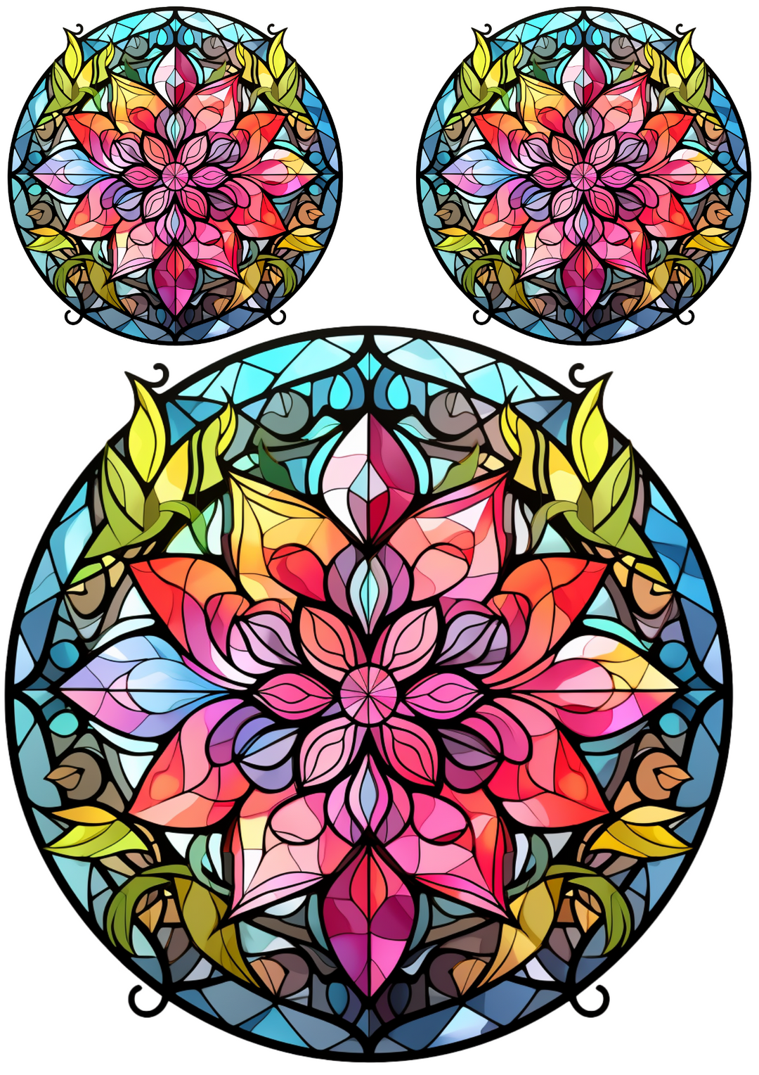 Reispapier für Decoupage, Blume im runden Rahmen, 4 Collagen, Kat.-Nr. 4087