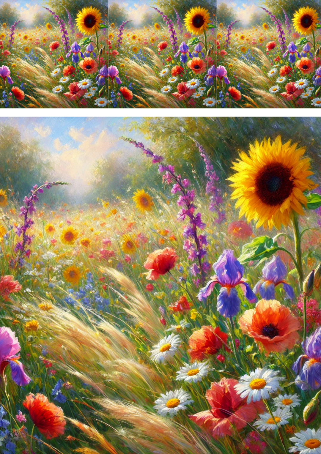 Reispapier für Decoupage Sonnenblume auf der Wiese Collage Kat. Nr. 4103