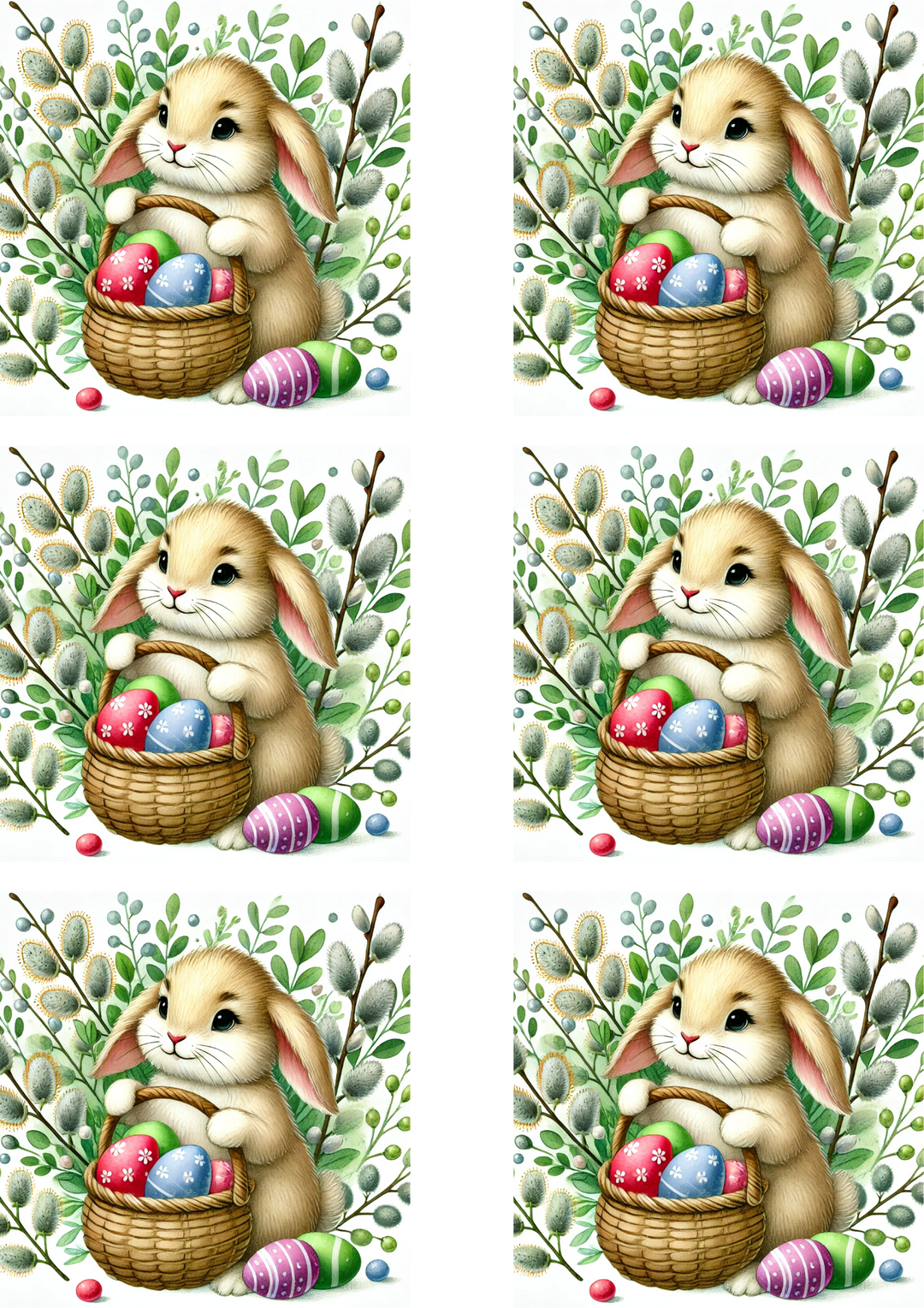 Reispapier für Decoupage Hase mit Osterkorb Collage Kat. Nr. 4119
