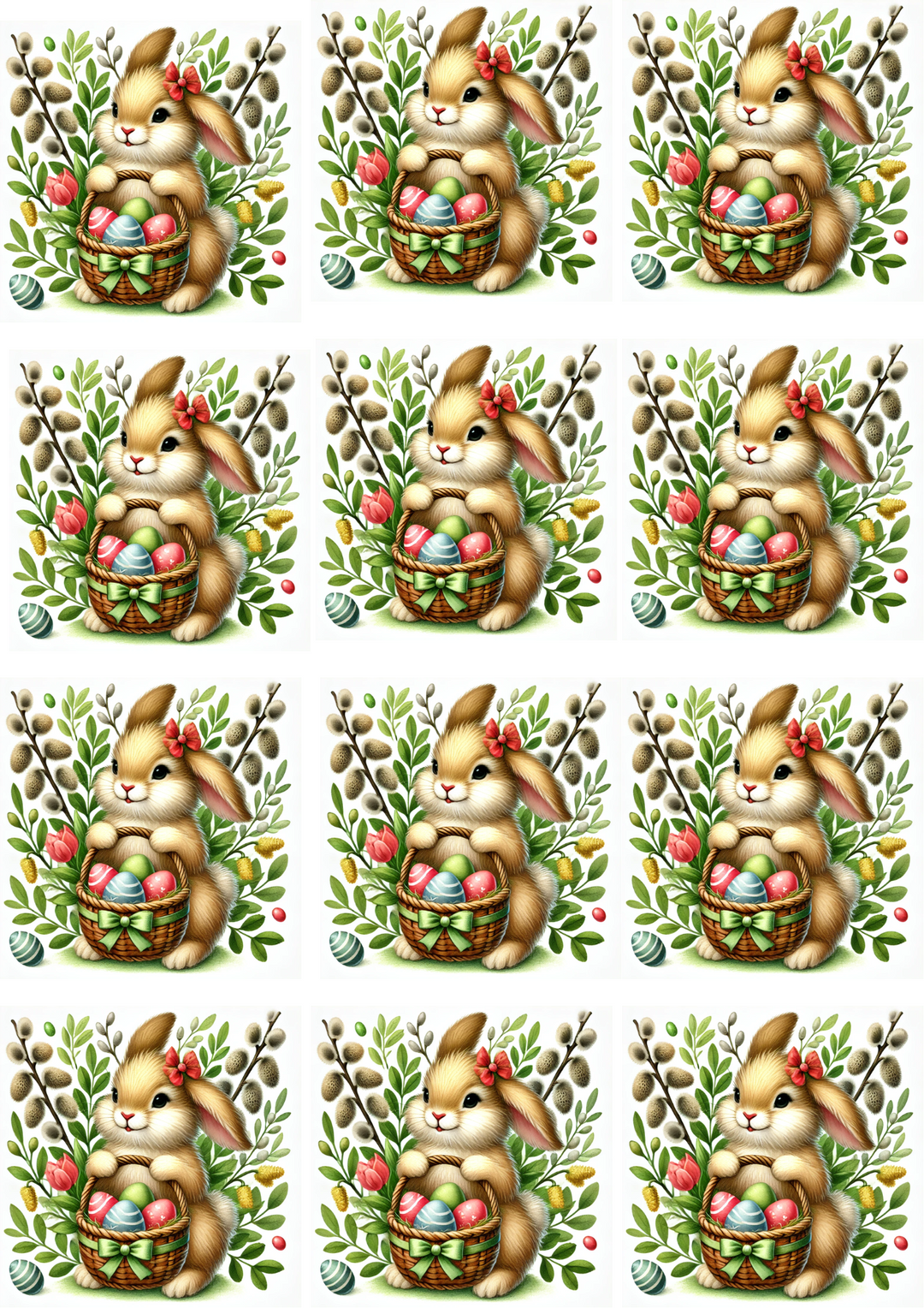Reispapier für Decoupage Hase mit Osterkorb 3 Collage Kat. Nr. 4121