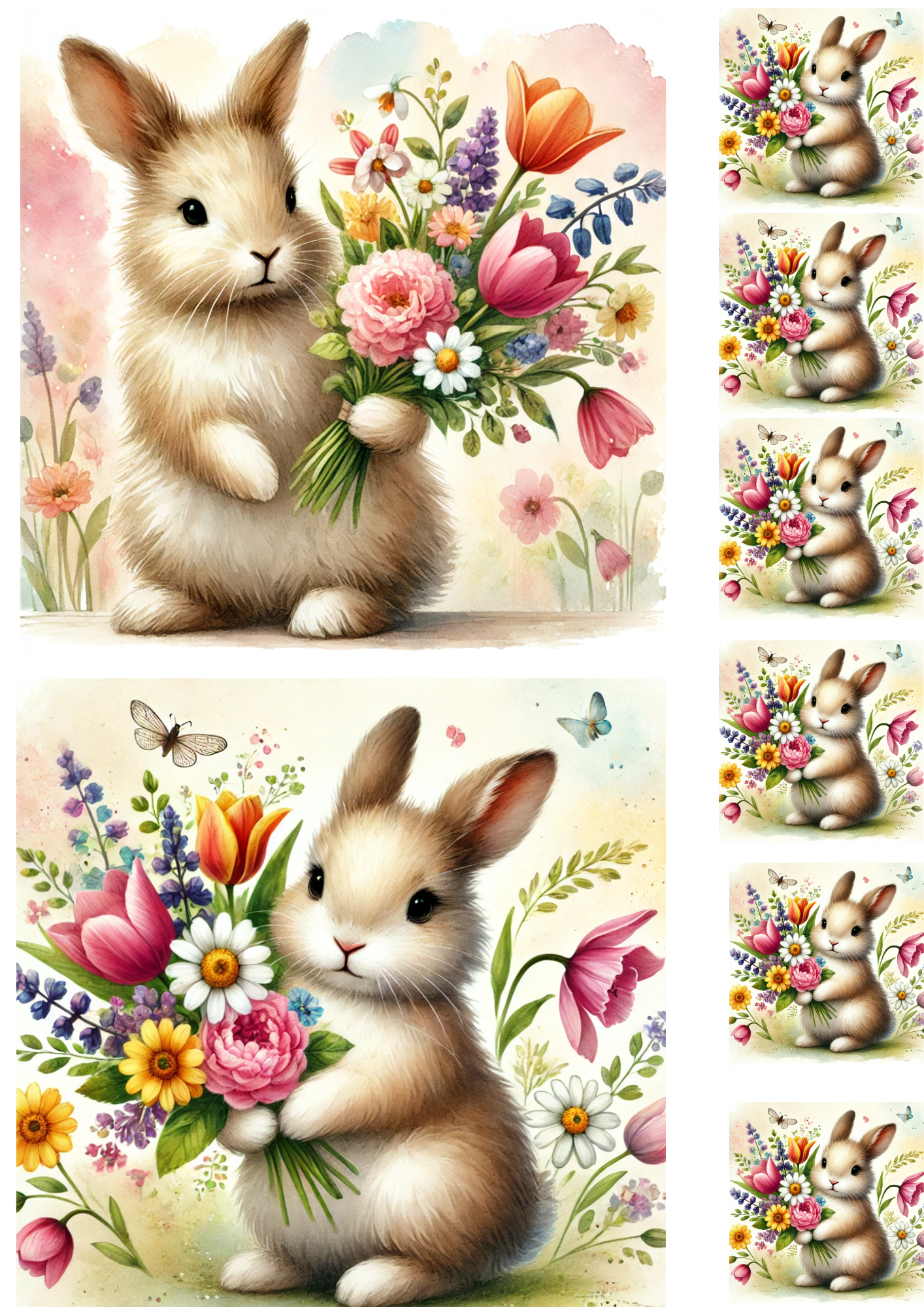 Rice Paper For Decoupage Easter Bunny Collage Cat No. 4124