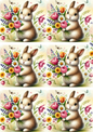 Rice Paper For Decoupage Easter Bunny And Flower Bouquet Collage Cat No. 4129