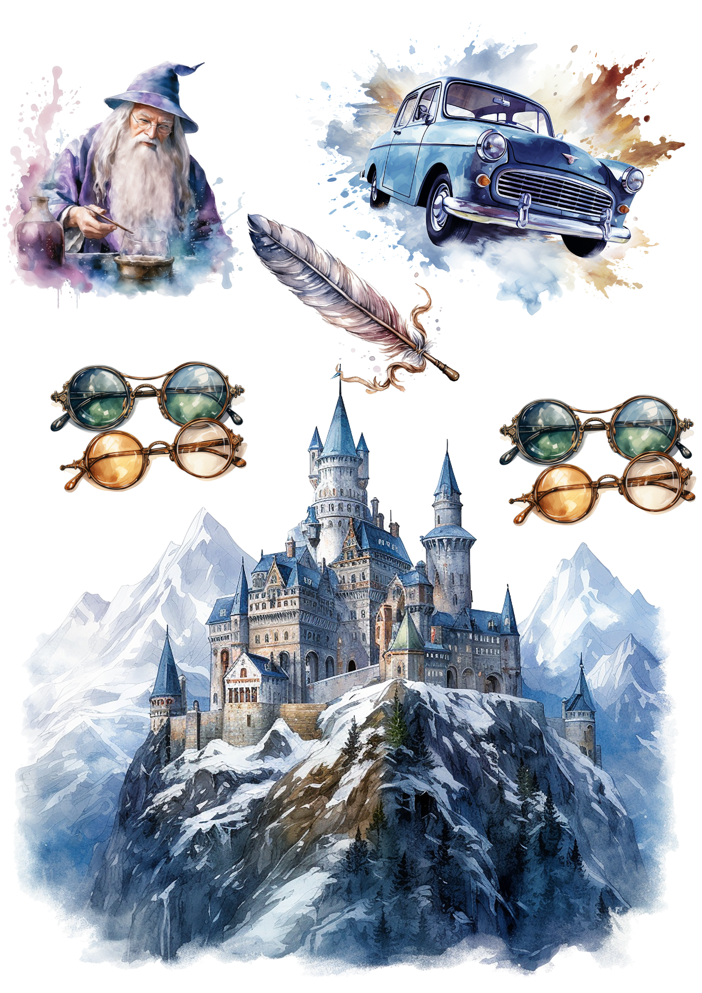 Wizard Collag Rice Paper For Decoupage Wizards Academy 3 Collage Collage Cat No. 413 ...