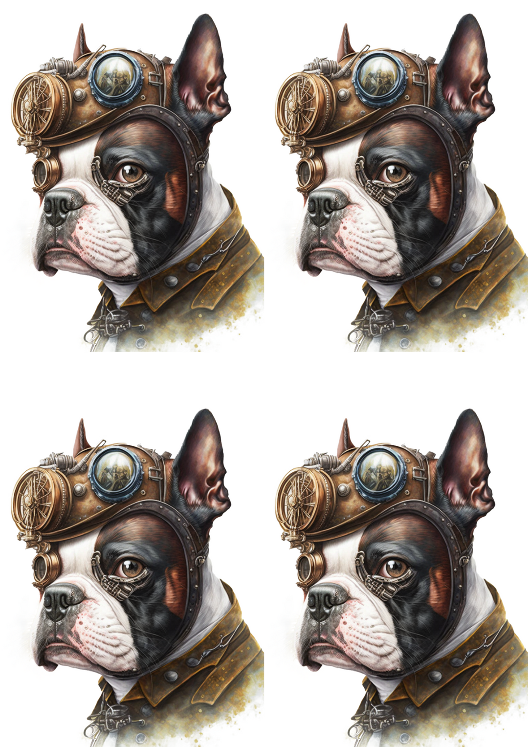 Rice Paper For Decoupage French Bulldog Steampunk Dog Collage Cat No. 4144