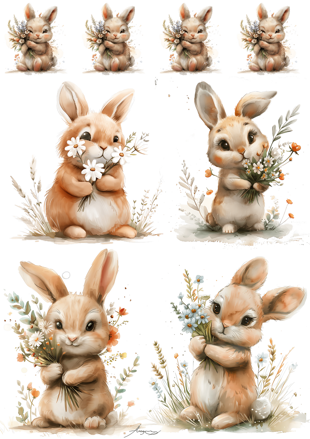 Reispapier für Decoupage Osterhase 3 Aquarellcollage Kat. Nr. 4168