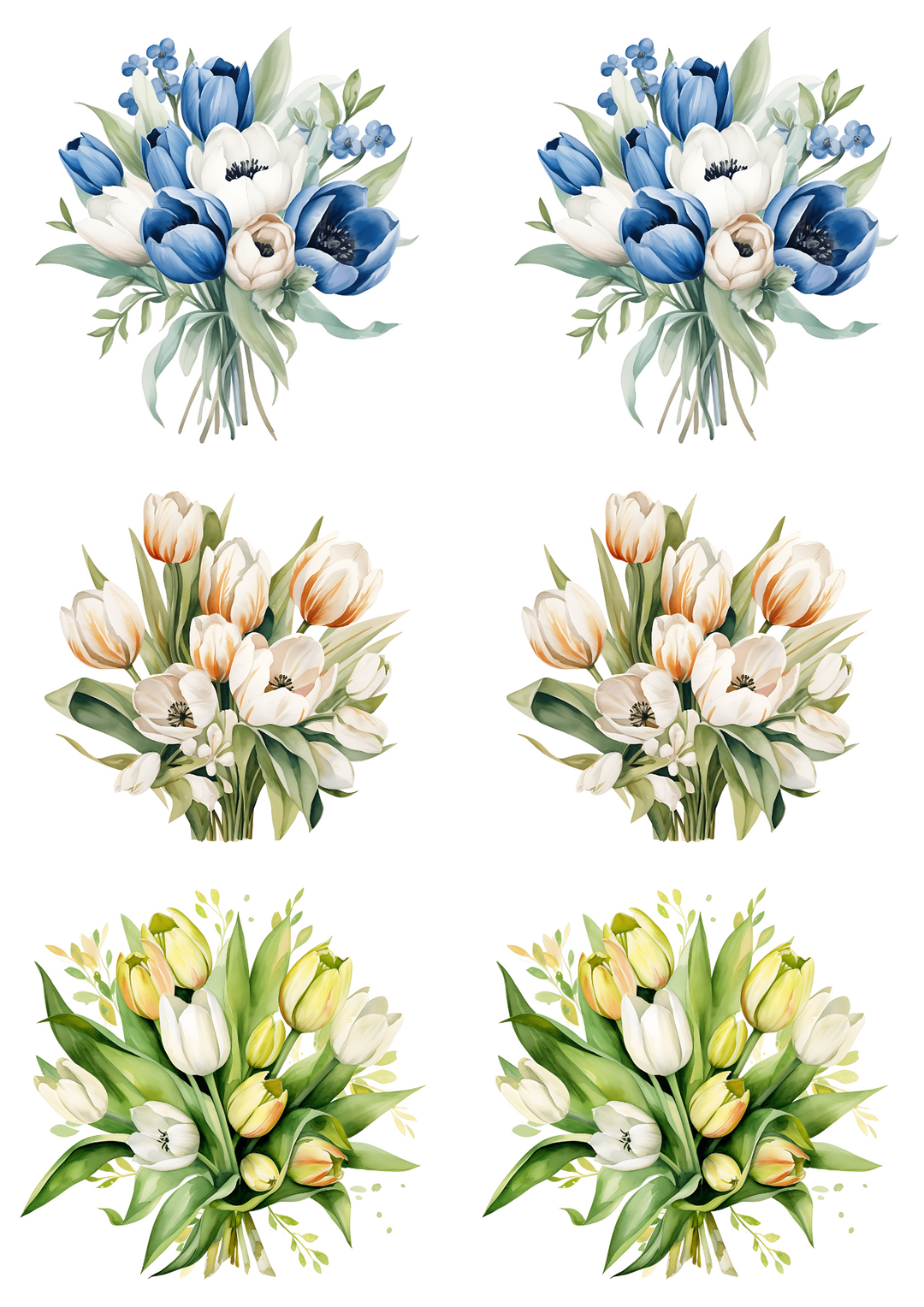 Reispapier für Decoupage Tulpensträuße Aquarellcollage Kat. Nr. 4175