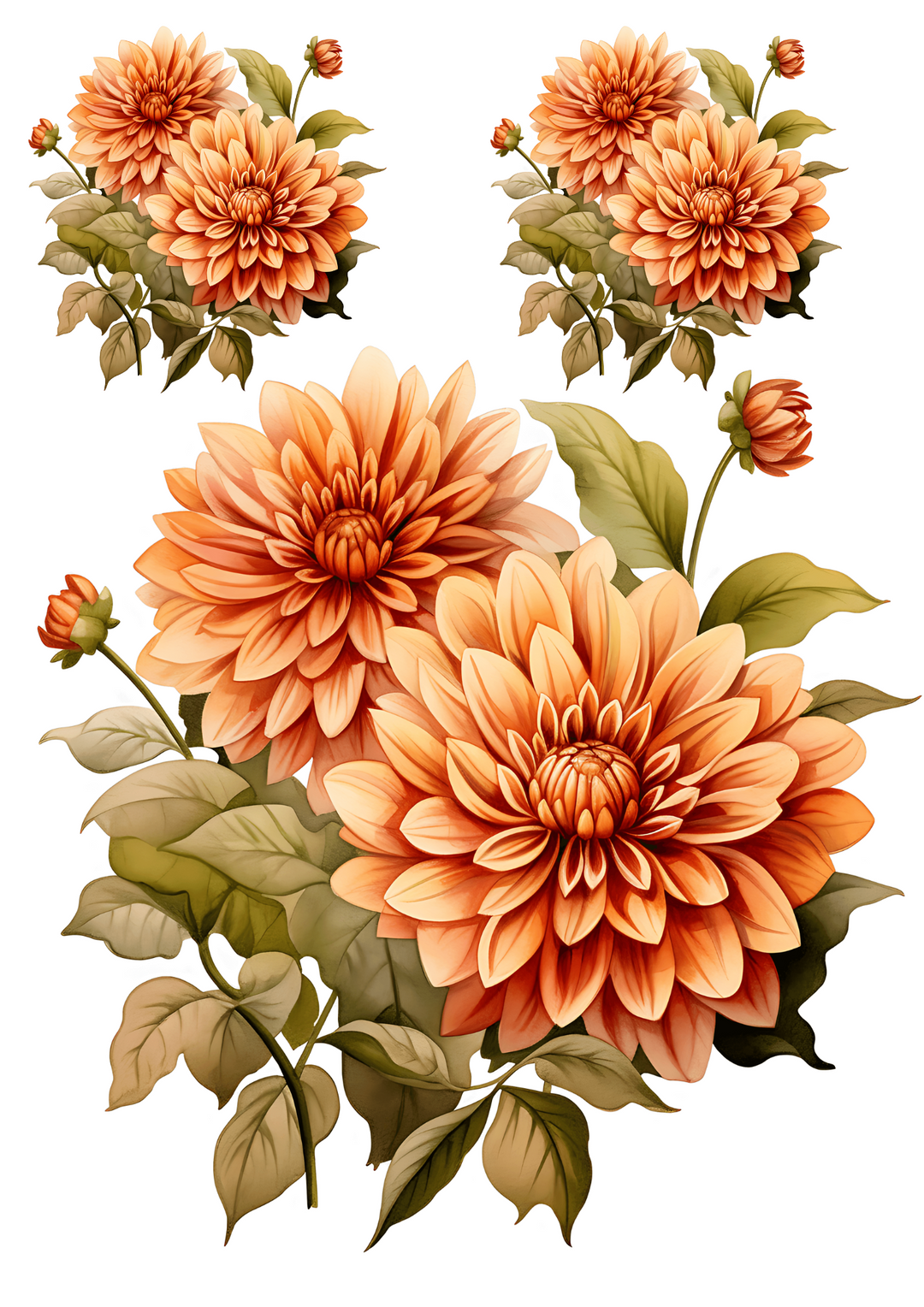 Reispapier für Decoupage, Dahlie, Orange, Collage, Kat. Nr. 4180