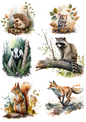 Rice Paper For Decoupage Forest Various Animals Autumn Collage Cat No. 4183