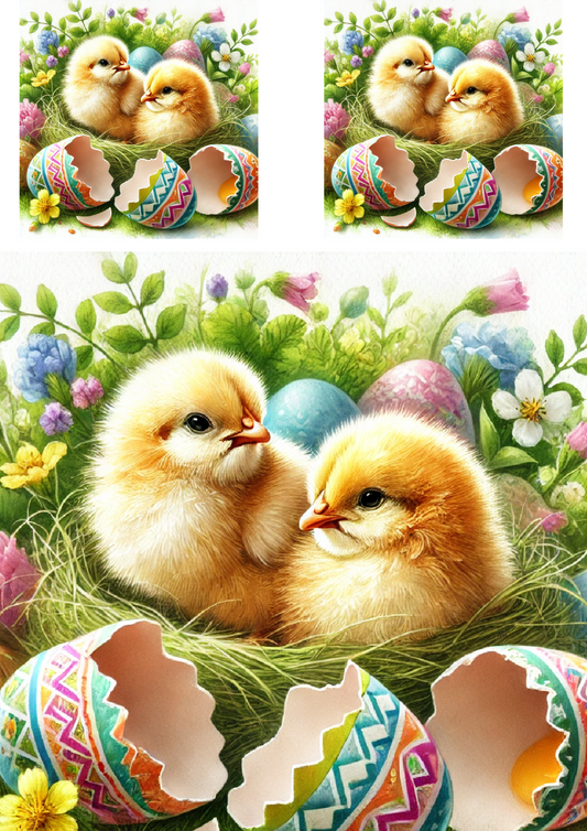 Rice Paper For Decoupage Easter Chickens in Easter Eggs Cat. No.. 4223